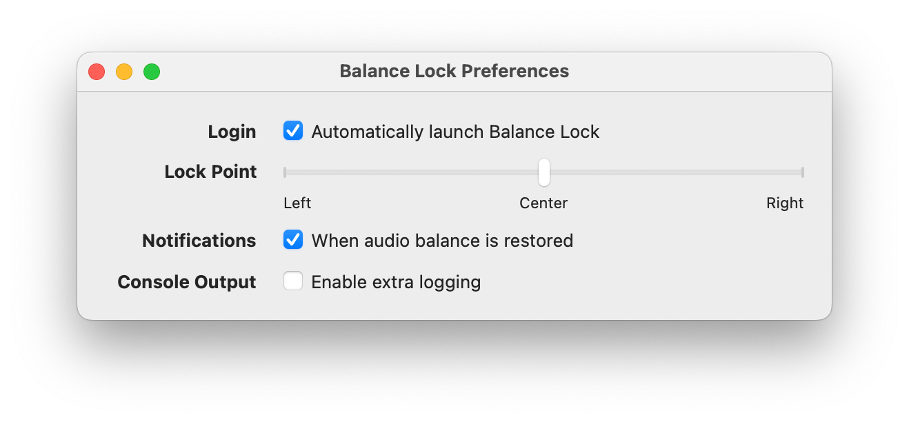 Screenshot of the settings for Balance Lock.