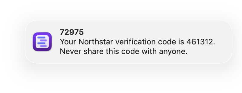 A Texty message notification containing sign-in code 461312