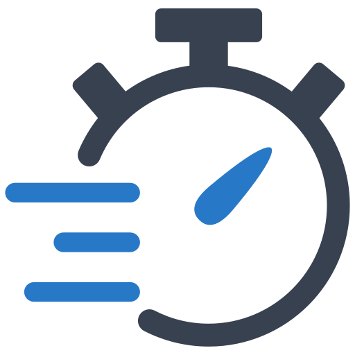 Graphic depicting a stopwatch with dynamic wind elements, symbolizing the rapid and effortless setup process in Texty.