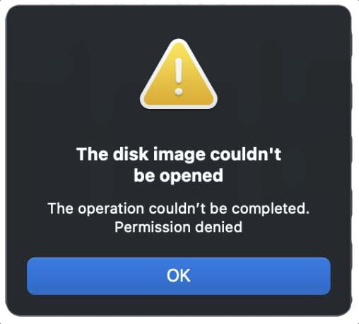 Error opening disk image